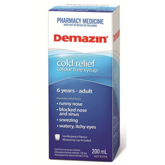 Demazin PE Cold Relief Clear Syrup 6 Years to Adult 200ml