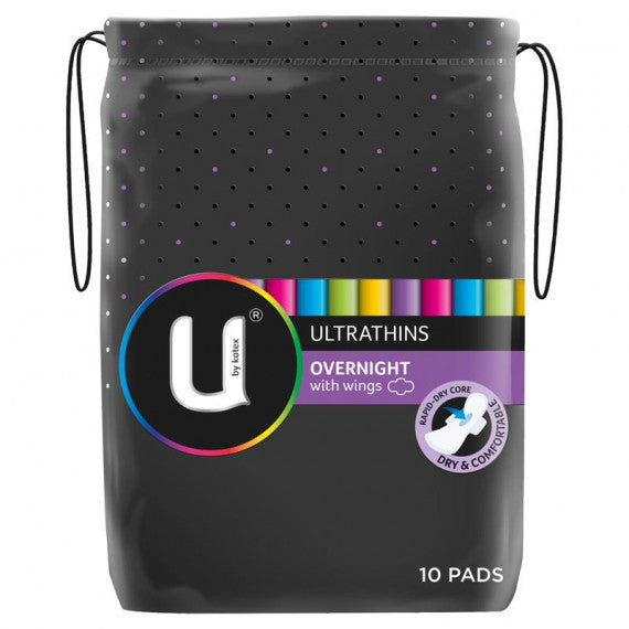 U By Kotex Overnight Wing Ultrathins 10 Pack