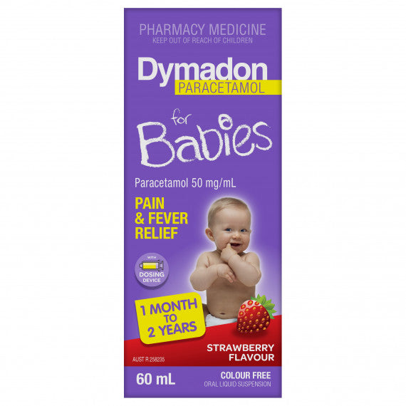 Dymadon for Babies 1 Month to 2 Years Colour Free Strawberry 60ml