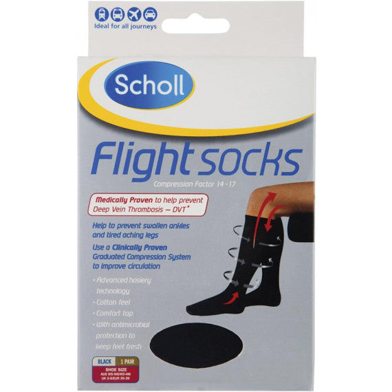 Scholl Flight Socks Unisex W5-8 M3-6 Black