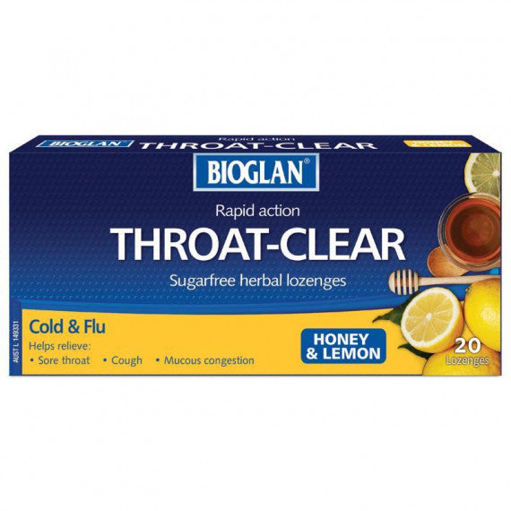 Bioglan Throat Clear Honey & Lemon Lozenges 20 Lozenges