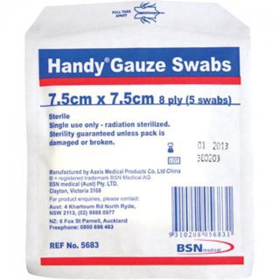 Handy Gauze Swabs 7.5 x 7.5cm 5 Pack