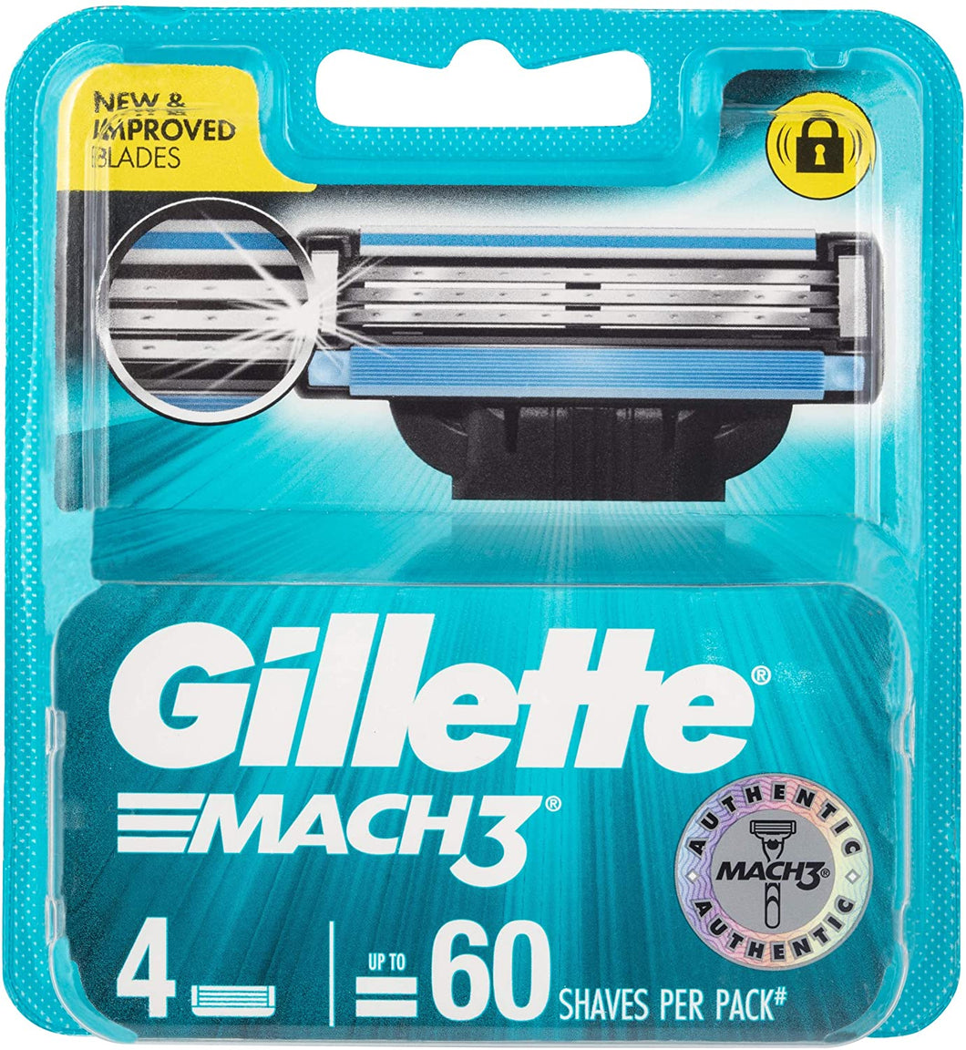 Gillette Mach3+ Pack 4 Shaving Blades Cartridges Mach 3 +