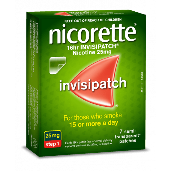 Nicorette Nicotine Patch 16hr Invisipatch Step 1 25mg 7 Patches