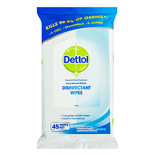45pk DETTOL WIPES SURFACE DISINFECTANT ANTIBACTERIAL WIPES