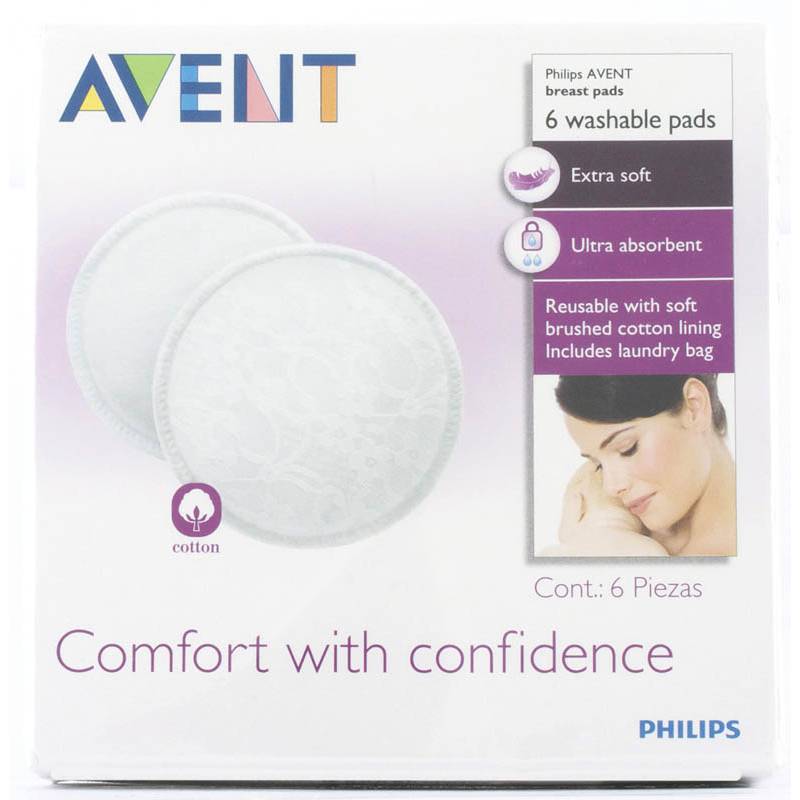 Philips Avent Washable Breast Pads Extra Soft Ultra-Absorbent & Reusable 6 Pack