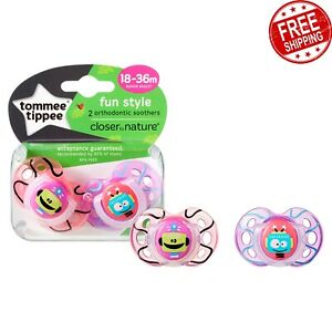 Tommee Tippee Closer to Nature Fun Style 18-36M x 2 Soothers (Patterns May Vary)