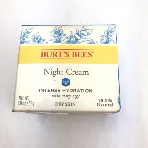 Burt's Bees Night Cream Intense Hydration With Clary Sage, Dry Skin 1.8 OZ