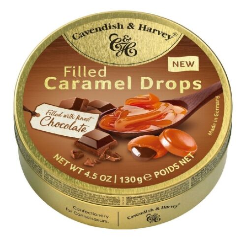Cavendish and Harvey Caramel With Chocolate Drops 130g Tin Sweets Candy Lollies