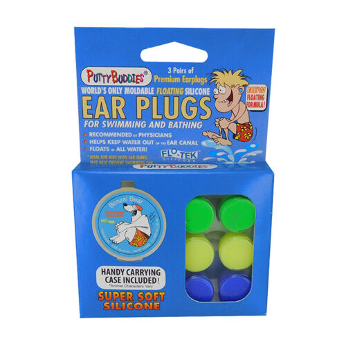 Putty Buddies Super Soft Silicone Floating Ear Plugs Swimming Bathing 3 Pairs