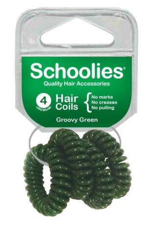 Schoolies Hair Accessories #SC455 Hair Coils 4 Pieces, Groovy Green